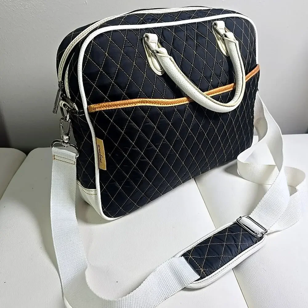 PEGASUS Carry On Handbag Quilted Black Structured Travel Bag Organizer Pockets